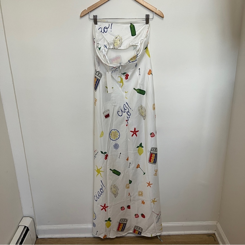For Love & Lemons White Strapless Maxi Dress with Multicolor Summer Motifs - Picture 9 of 11
